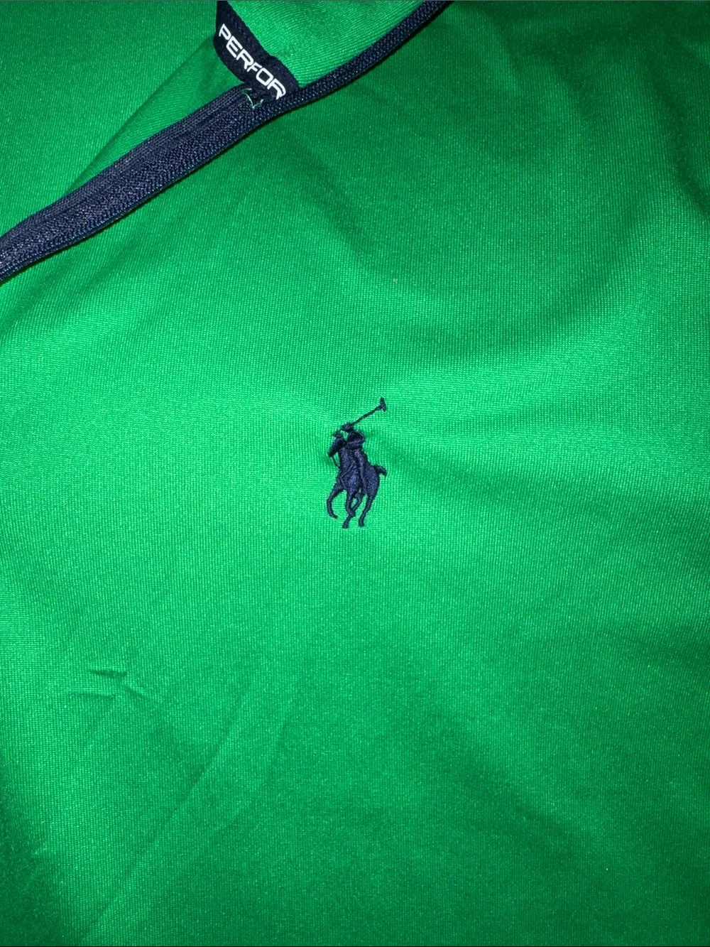 Polo by Ralph Lauren Men's Green Quarter-Zip Performance Polo
